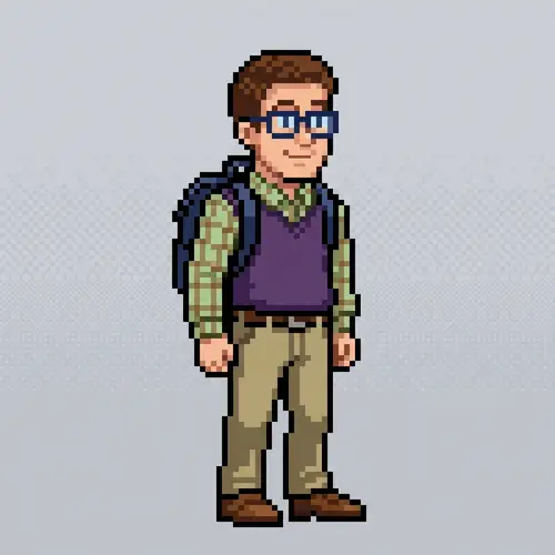 8bit Nerdy Man with Glasses - Retro Gaming Style