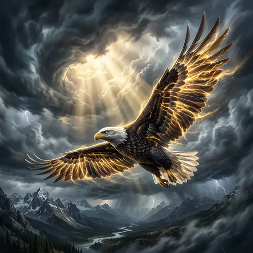 Majestic Eagle Soaring Through Stormy Sky