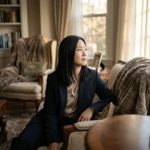 Fashion Photoshoot: Elegant Woman in Cozy Setting