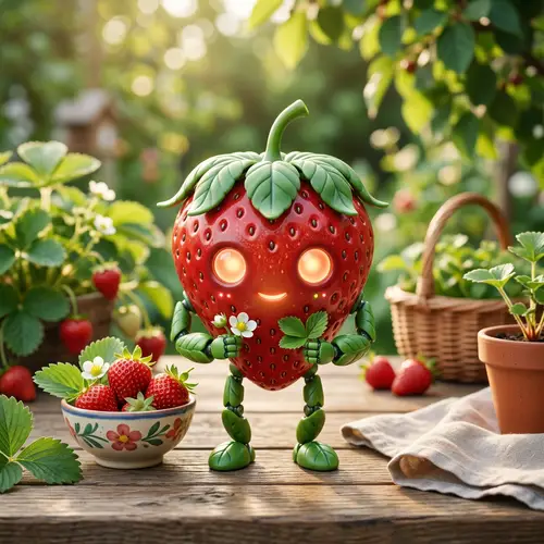 Strawberry Robot - Bringing Joy with Vibrant Red Design