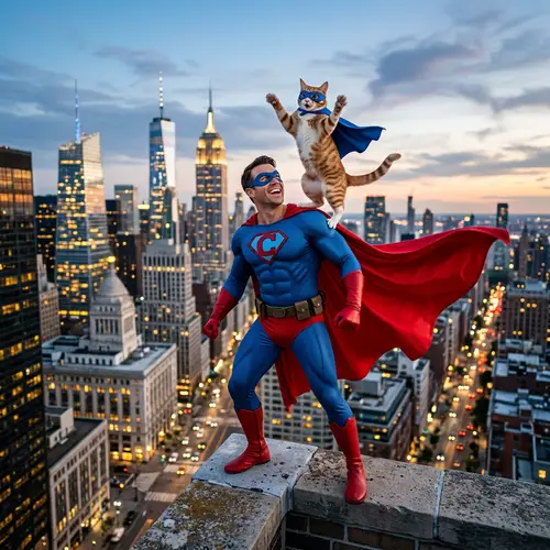 Cat Dancing on Superman | Funny Image