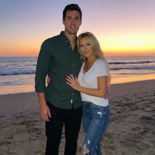 Romantic Beach Sunset Photo with Beautiful Couple