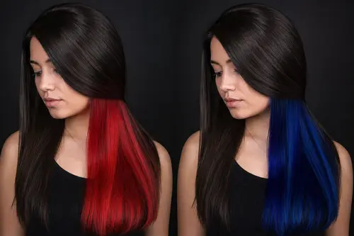 Vibrant Hair Color Comparisons in Salon Photography