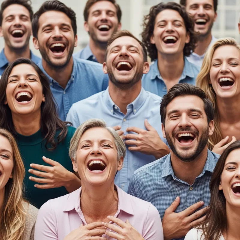 Joyful Laughter: People Laughing with Open Mouths