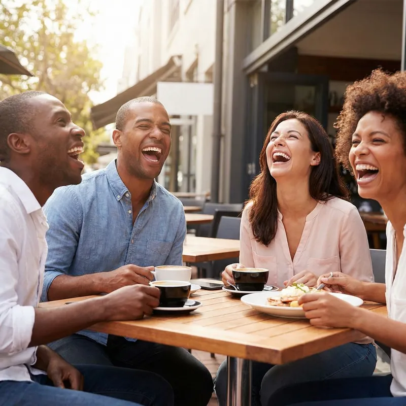 Joyful Laughter: People Laughing with Open Mouths