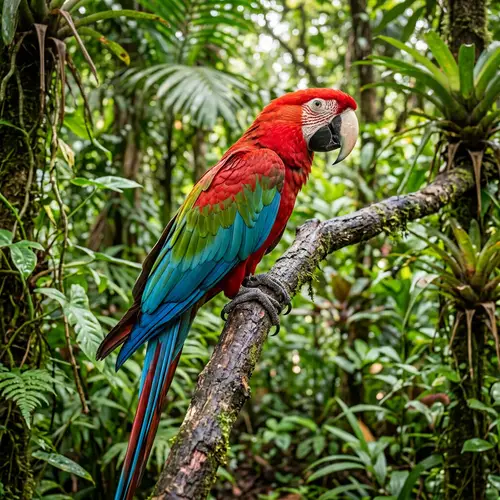 Colorful Parrot in Tropical Jungle - Exotic Bird Watching Experience