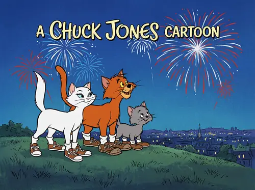1962 Chuck Jones Art: Mewsette & Friends Watching Fireworks