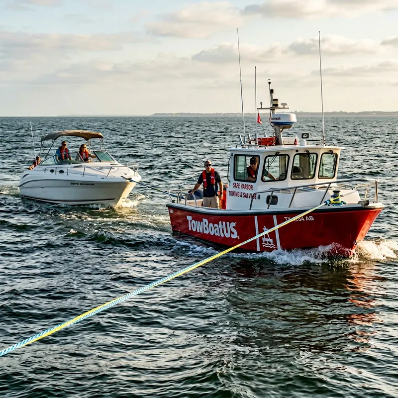 Disabled Vessel Towed by Professional Assistance Boat