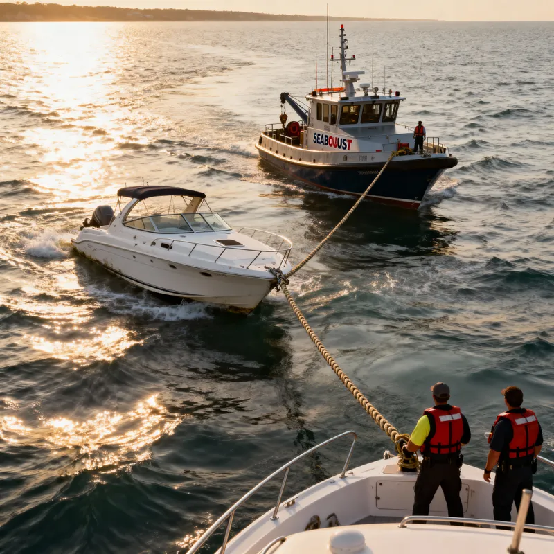 Disabled Vessel Towed by Professional Assistance Boat