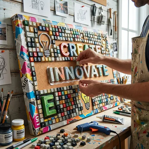 Inspiring Mural from Recycled Keyboard Keys