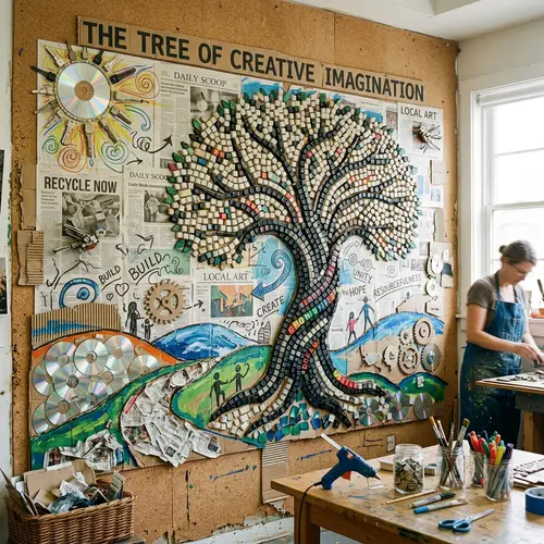 Inspiring Mural with Recycled Keyboard Keys