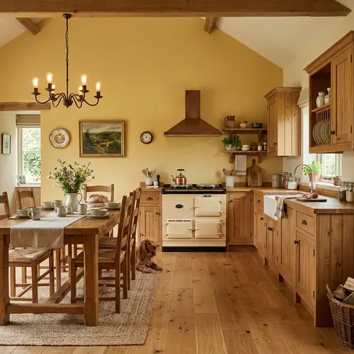 Country Style Kitchen & Dining Room with Rustic Furniture