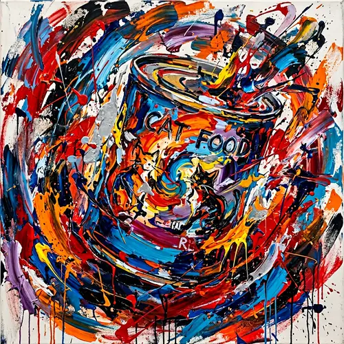 Abstract Expressionist Cat Food Can Artwork