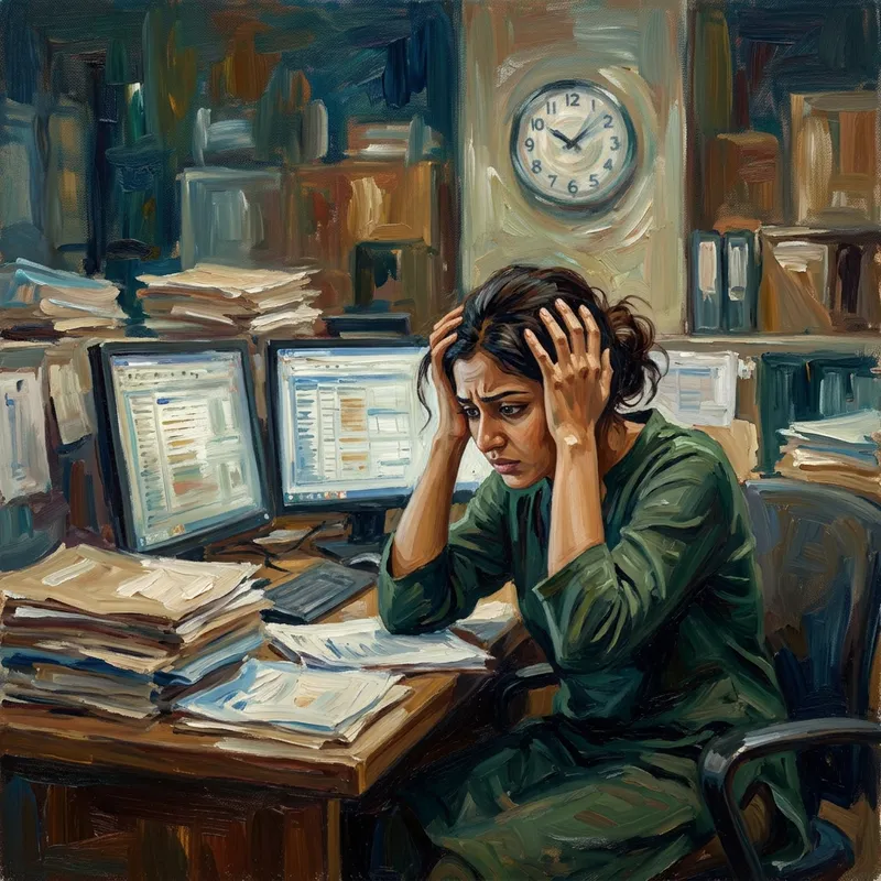 Employee Overwhelmed at Work | Abstract Art Style Employee Overwhelmed at Work | Abstract Art Style