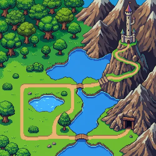 Pixel Art Level Selector Map for Adventure Enthusiasts