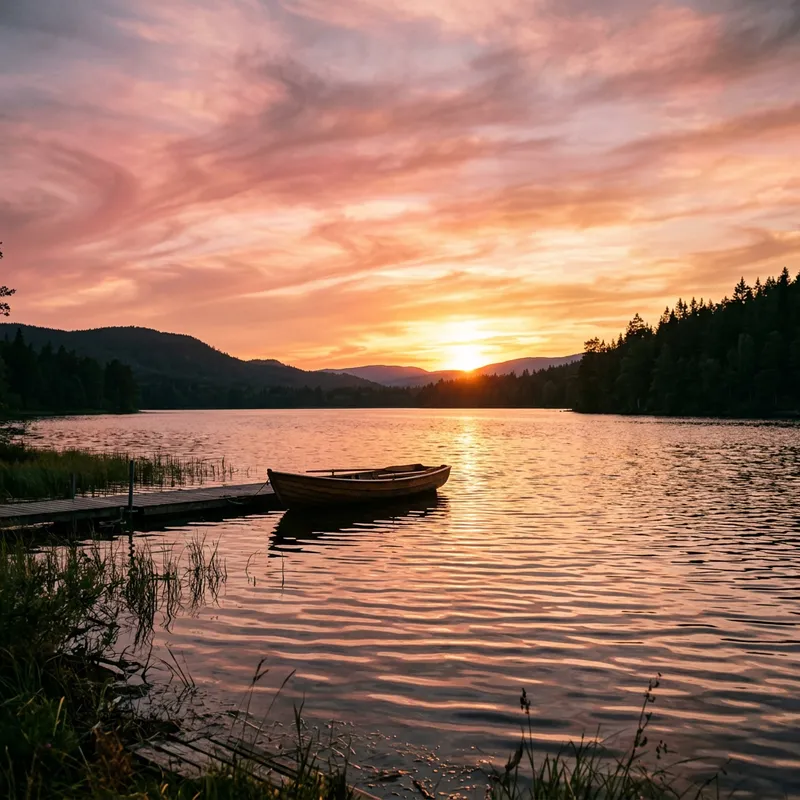 Tranquil Lake Sunset | Serene Watercolor Scene