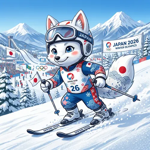 2026 Olympics White Snow Fox Mascot Concept