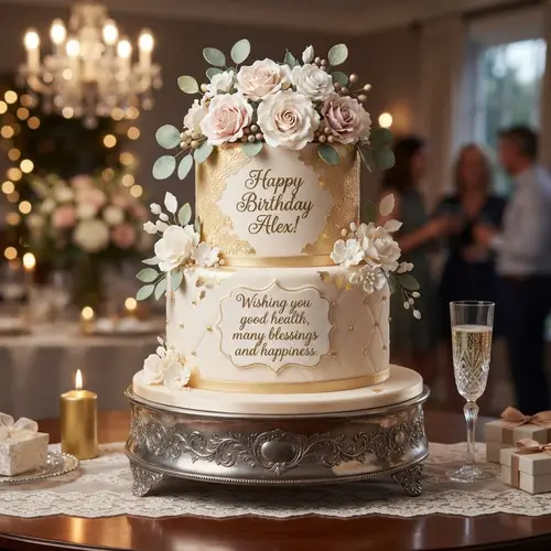 Elegant Birthday Cake for Alex's Special Day