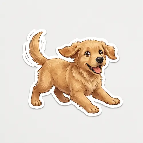 Dynamic Cutout Dog Sticker: Playful Pose with Delightful Features