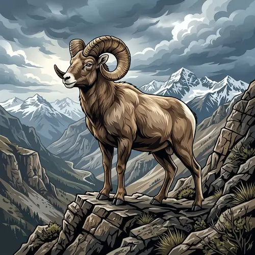 Stunning Ram Vector Art on Rocky Terrain
