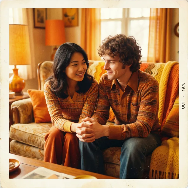 Warm and Vibrant Romance - Young Couple in Vintage Film Capture