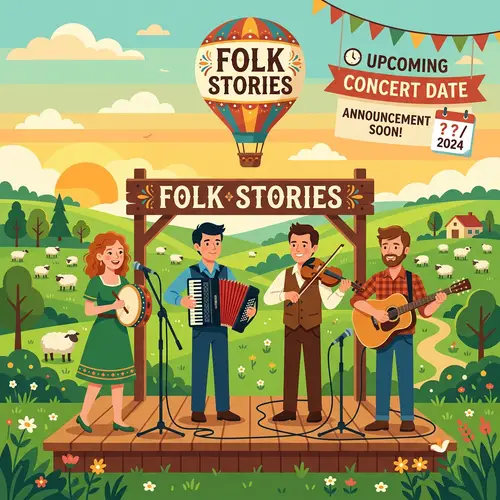 Colorful Flat Design Image for Folk Stories Band | Concert Announcement