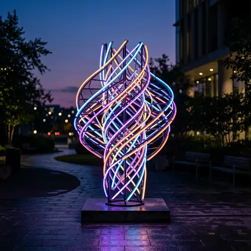 Artistic 1.5m-Hight LED Tube Structure at Dusk
