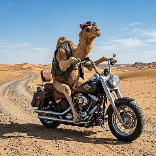 Cool Camel on Motorcycle with Biker Goggles