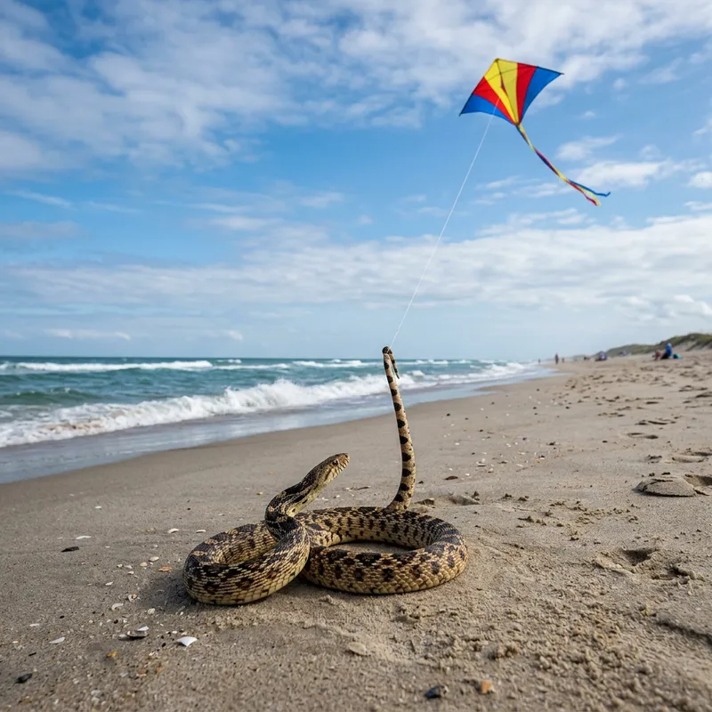 Serpent Kite Flying on Beach - Photorealistic Image Serpent Kite Flying on Beach - Photorealistic Image