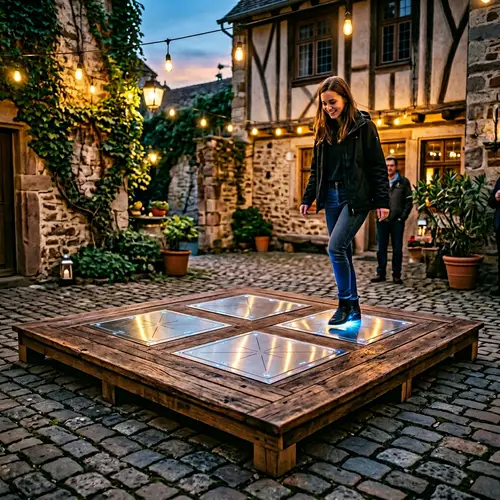 Rustic Appeal Wooden Platform with Innovative Metal Panels