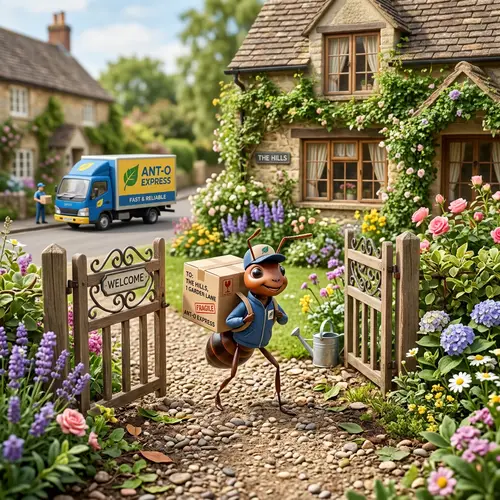 Friendly Ant Delivery: Funny Photo Realistic Image for Kids