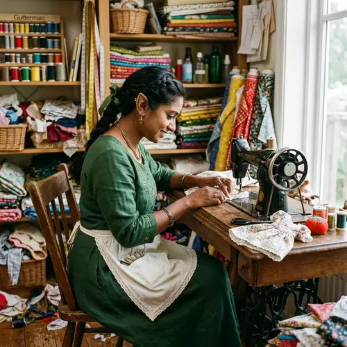South Asian Elf Seamstress Sewing Dress for Doll