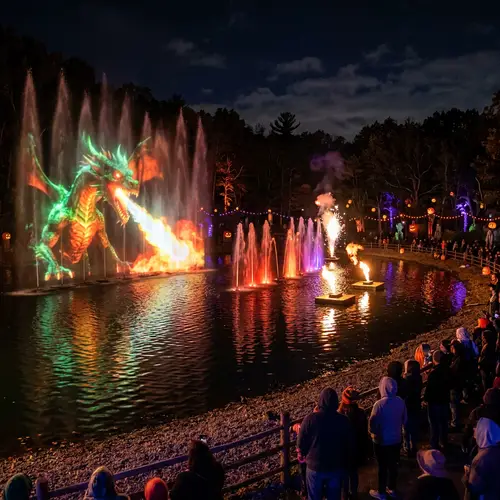 Horror-themed Water and Fire Show on Halloween Evening