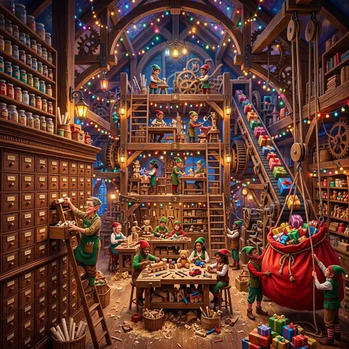 Enchanting Toy Workshop: Elves Crafting Magical Gifts