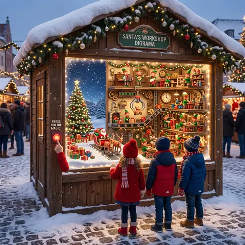 Magical Christmas Show-Window Chalet with Santa's Workshop