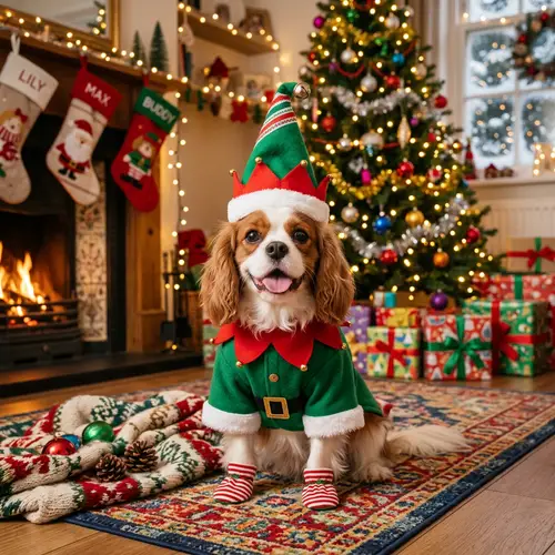 Cheerful Christmas Elf Dog Costume | Fun and Engaging