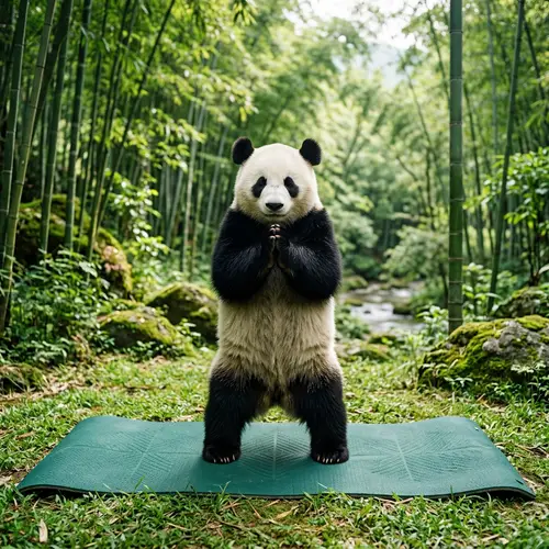 Panda Doing Yoga on Decathlon Sports Mat | Surya Namaskar Pose