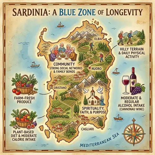 Sardinia Blue Zone Lifestyle: Longevity Factors Illustrated