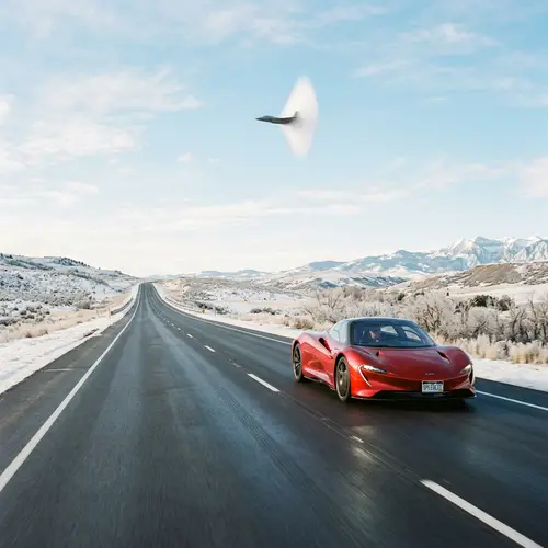 Mild Winter Day: F-22 Raptor Sonic Boom & McLaren Speedtail