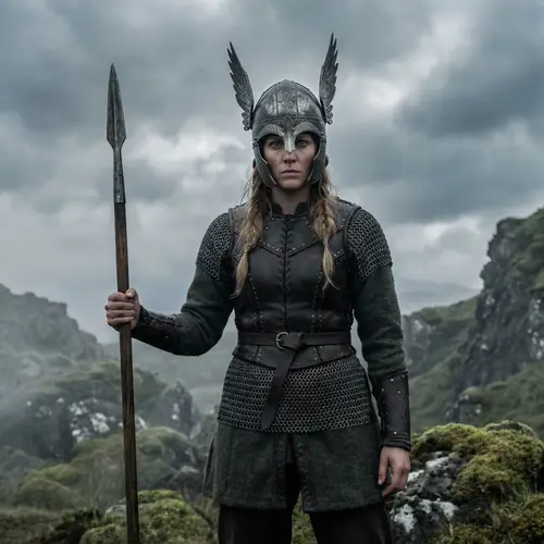 Elegant Valkyrie Warrior in Battle Gear | Nordic Mythology