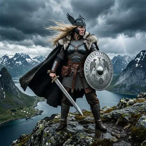Stunning Valkyrie Warrior in Nordic Armor