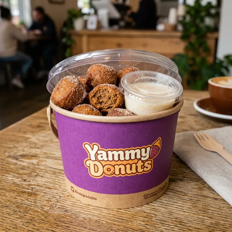 YammyDonuts: Sweet Potato Munchkins in Purple Packaging YammyDonuts: Sweet Potato Munchkins in Purple Packaging