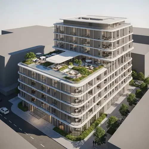 Luxury Modern Hotel with Rooftop Garden