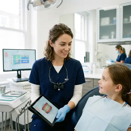 Pretty Brunette Girl in Dentist Office