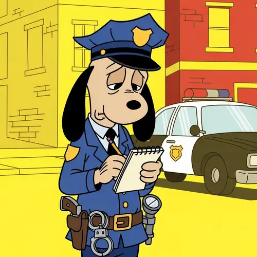 Droopy-Inspired Cartoon Police Character