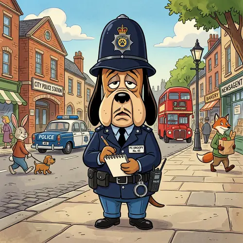 Droopy-Inspired Cartoon Police Character