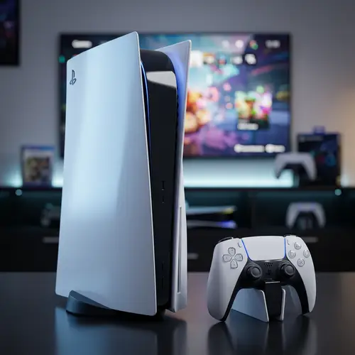 Futuristic PlayStation 5 Gaming Console & DualSense Controller
