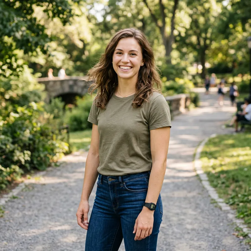 Young Athletic Woman Marta Díaz Smiling - Casual Outfit Photo
