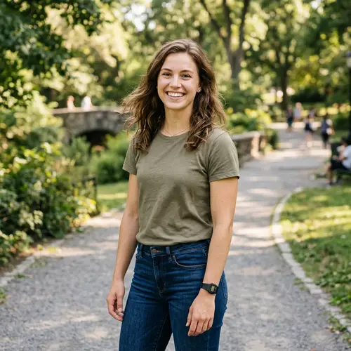 Young Athletic Woman Smiling - Casual Outfit Photo