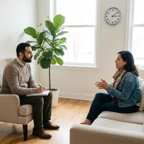 Modern Counseling Session with Middle-Eastern Male Psychologist